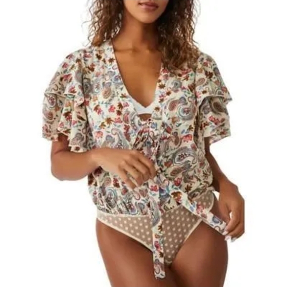 Free People Call Me Later Bodysuit Size Med NWT - Picture 1 of 4